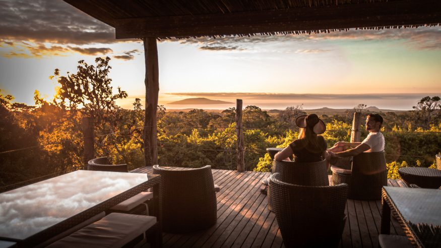 Galapagos Safari Camp_sunset cocktails at the viewpoint platform