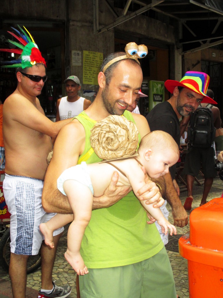 A family snail costume