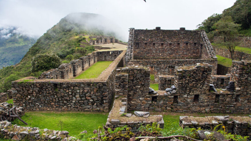 Choquequirao, one of the best Inca ruins in Peru. Choquequirao Inca trekking trail near Machu Picchu. Cuzco region in Peru