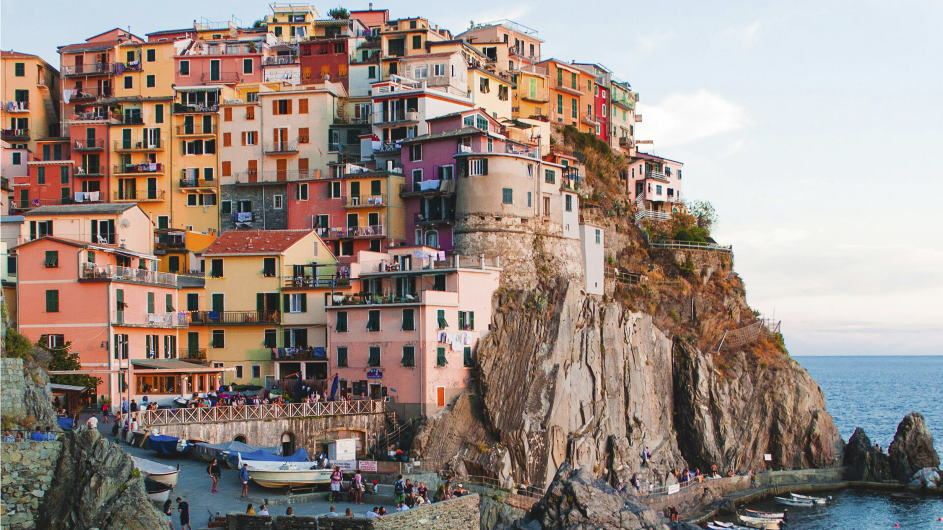 Iconic Vacation Destinations: View of Cinque Terre's colored houses in Italy