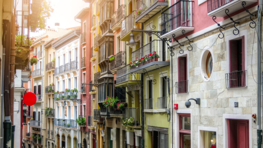 Ancient street. Pamplona, Navarre, Spain.