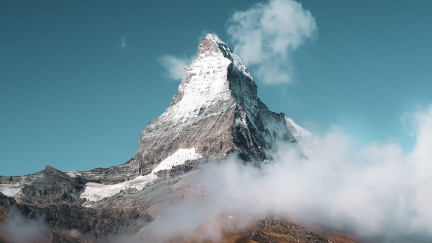 The Matterhorn is a mountain in the Alps located between Valais, Switzerland and the Aosta Valley, Italy. It has a pyramid peak and is one of the highest summits in the Alps and Europe. 

The great mountain is a world renowned landmark, a popular tourist destination and famous for mountaineering.